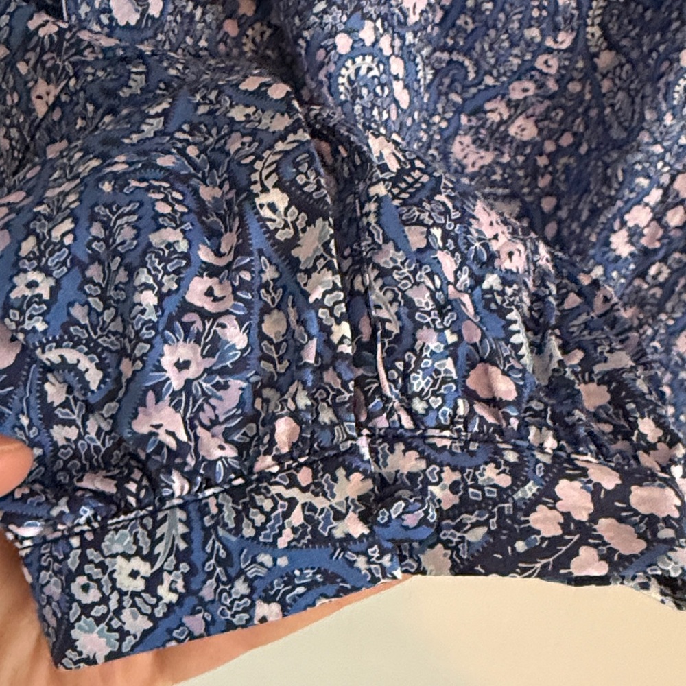 J. Crew Blue and White Paisley Blouse with liberty fabric - Picture 6 of 10